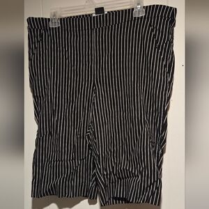 Black and White Striped Knee Length Short